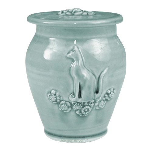 Kitty Variegated Blue Ceramic Cremation Urn