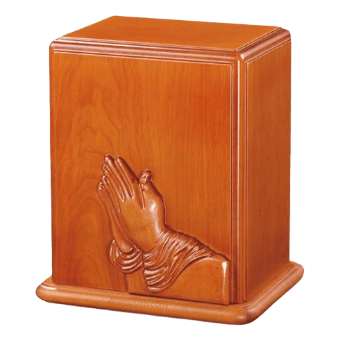 Prayer Hands Cherry Wood Cremation Urn