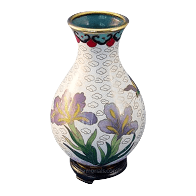 White Iris Cloisonne Vase