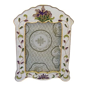 White Iris Cloisonne Picture Frame