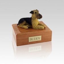 Airedale Terrier Laying Small Dog Urn