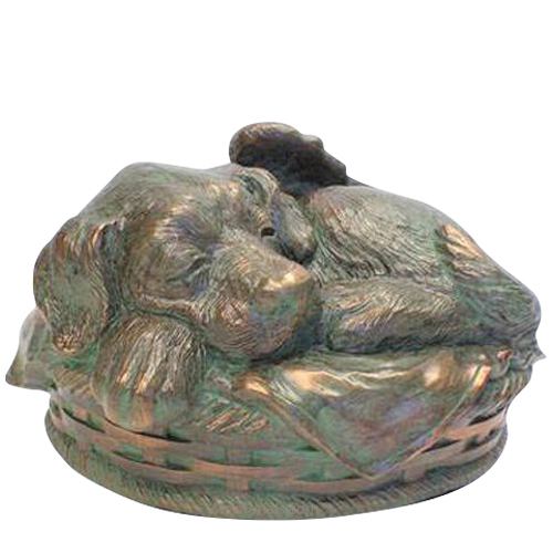 Angel Dog Cremation Urn Bronze Patina