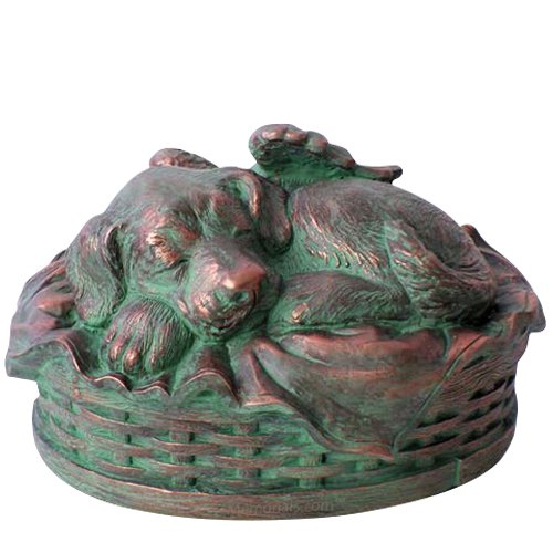 Angel Dog Large Cremation Urn Bronze Patina