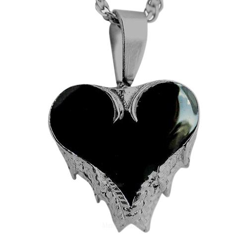 Angel Wings Black Inlay Heart Keepsake Pendant