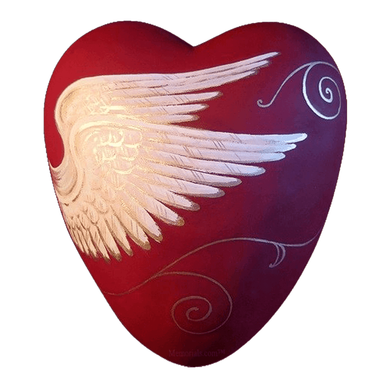 Angel Wings Ceramic Heart Urn