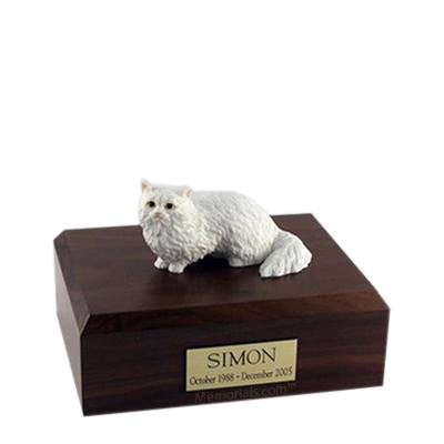 Angora White Medium Cat Cremation Urn