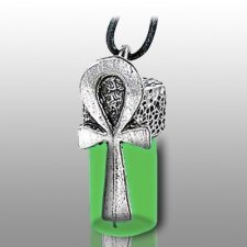 Ankh Green Pet Cremation Necklace Urn