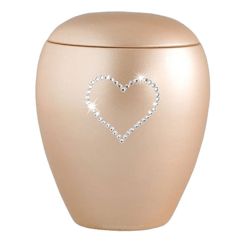 Apricot Crystal Heart Ceramic Urn