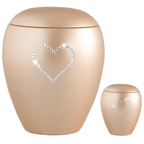 Apricot Crystal Heart Ceramic Urns