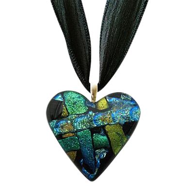 Aqua Yellow Heart Ashes Pendant