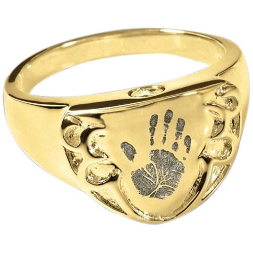 Armor 14k Gold Cremation Print Ring