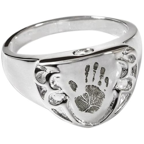 Armor 14k White Gold Cremation Print Ring