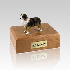 Australian Sheepdog Red Brown & White Large Dog Urn