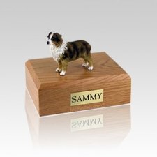 Australian Sheepdog Red Brown & White Medium Dog Urn