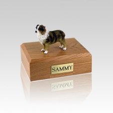 Australian Sheepdog Red Brown & White Small Dog Urn