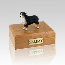 Australian Sheepdog Tri-Color Docked Large Dog Urn