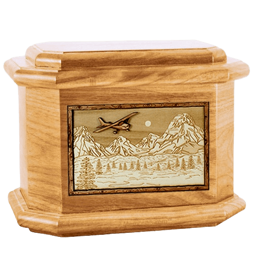 Aviation Oak Octagon Cremation Urn