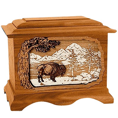 Bison Mahogany Cremation Urn For Two