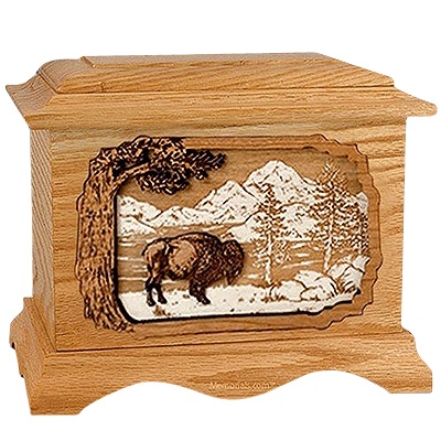 Bison Oak Cremation Urn For Two