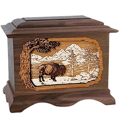 Bison Walnut Cremation Urn For Two