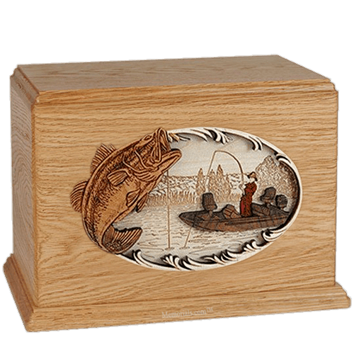 Boat Fishing Oak Companion Urn