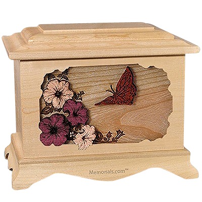 Butterfly Maple Cremation Urn For Two