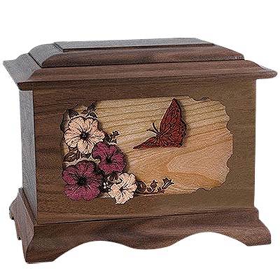 Butterfly Walnut Cremation Urn For Two
