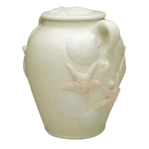 AMITD Adult Funeral Urn Ceramics Large Capacity Double Cover Seal Moisture Proof Handcrafted High Temperature Fired Cremation Urns For A Small Amount Human Ashes,Yellow-21 32cm