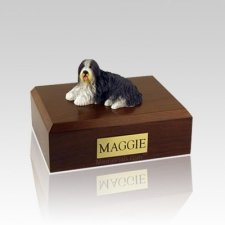 Bearded Collie Laying Large Dog Urn