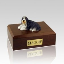 Bearded Collie Laying Dog Urns