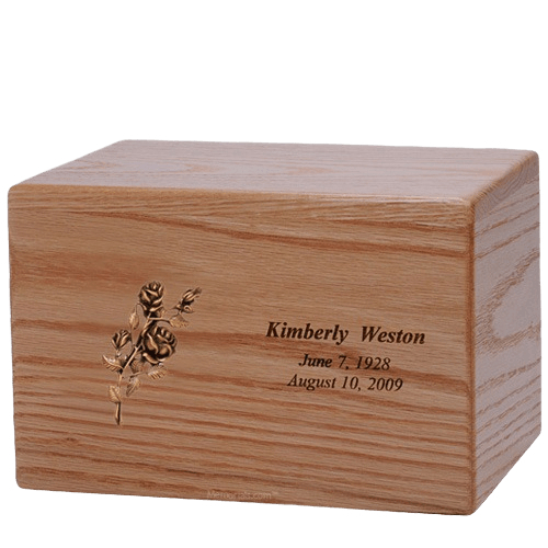 Big Rose Wood Cremation Urn