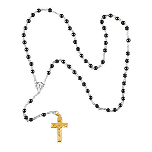 Black Agate Gold Cremation Rosary