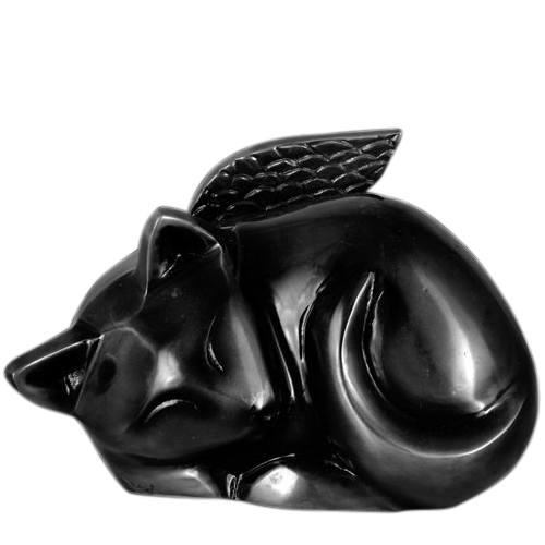 Black Angel Cat Cremation Urn