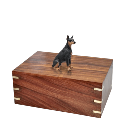 Black Doberman Medium Doggy Urn