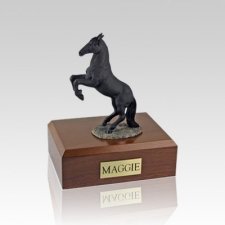 Black Rearing Small Horse Cremation Urn