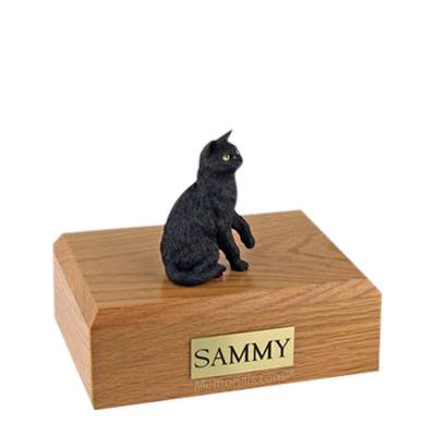 Black Sitting Medium Cat Cremation Urn