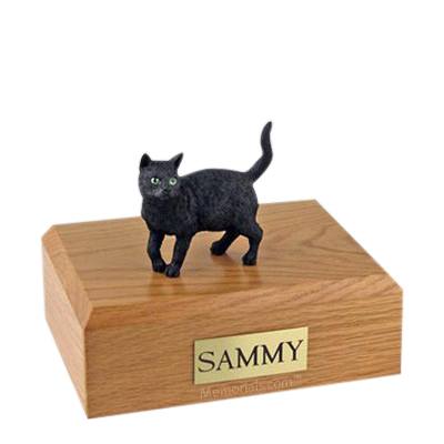 Black Standing Large Cat Cremation Urn