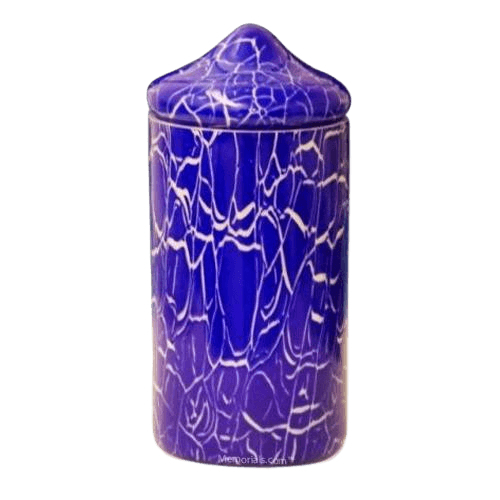 Blue Crackle Glass Cremation Urn
