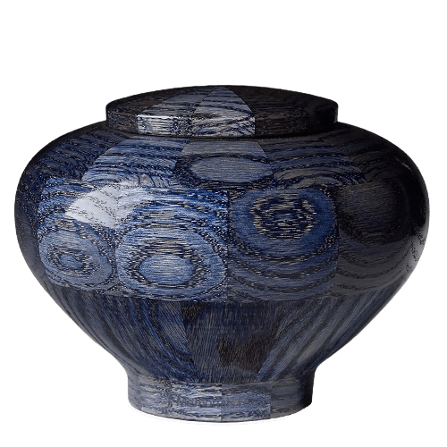 Blue Medium Wood Urn