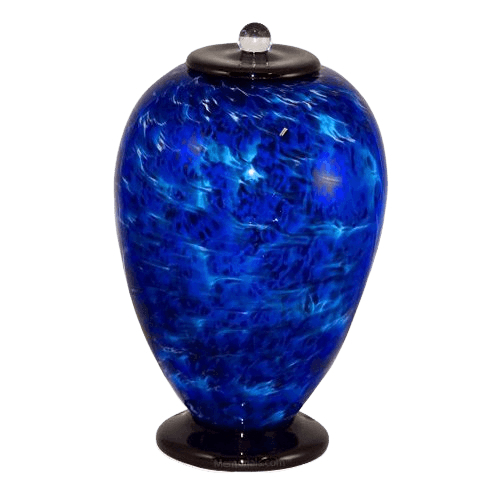 Blue Wave Glass Cremation Urn