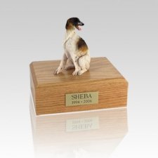 Borzoi Sitting Small Dog Urn