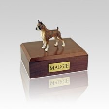 Boxer Brindle Ears Up Small Dog Urn