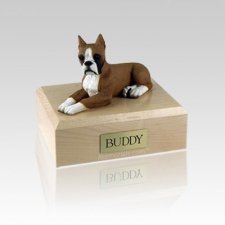 Boxer Fawn Ears Up Medium Dog Urn