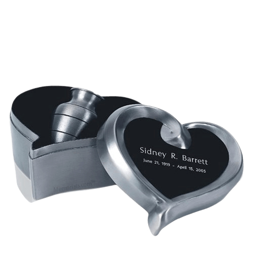 Brushed Pewter Heart Keepsake Urn