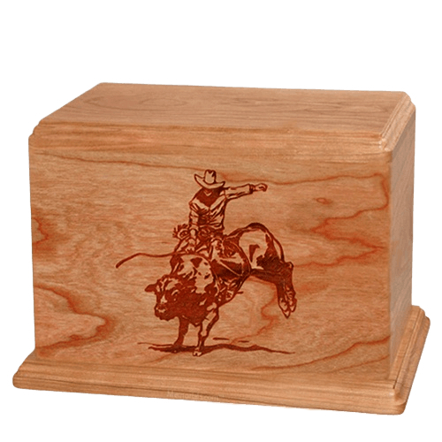 Bull Rider Companion Cherry Wood Urn