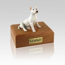 Bull Terrier White Medium Dog Urn