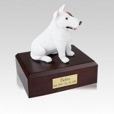 Bull Terrier White Sitting Medium Dog Urn