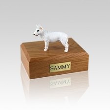 Bull Terrier White Standing Small Dog Urn