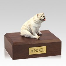 Bulldog White Resting Large Dog Urn