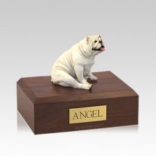 Bulldog White Resting Medium Dog Urn